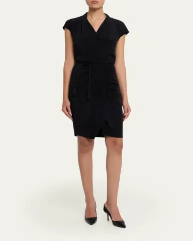 Giorgio Armani Belted Cap-Sleeve Jersey Wrap Dress | Thumbnail 2 Giorgio Armani Belted Cap-Sleeve Jersey Wrap Dress | Thumbnail 2