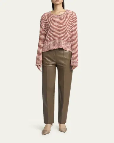 Giorgio Armani Striped Linen Open-Knit Crewneck Sweater | Thumbnail 2 Giorgio Armani Striped Linen Open-Knit Crewneck Sweater | Thumbnail 2
