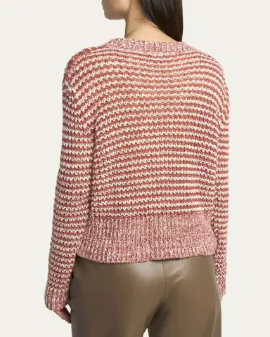 Giorgio Armani Striped Linen Open-Knit Crewneck Sweater | Thumbnail 3 Giorgio Armani Striped Linen Open-Knit Crewneck Sweater | Thumbnail 3