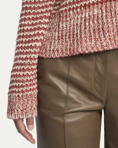 Giorgio Armani Striped Linen Open-Knit Crewneck Sweater | Thumbnail 5 Giorgio Armani Striped Linen Open-Knit Crewneck Sweater | Thumbnail 5