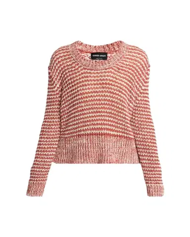 Giorgio Armani Striped Linen Open-Knit Crewneck Sweater | Thumbnail 1 Giorgio Armani Striped Linen Open-Knit Crewneck Sweater | Thumbnail 1