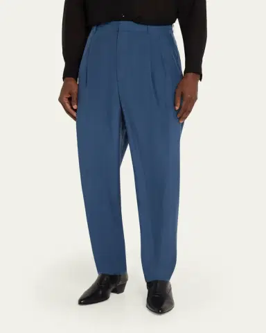 Saint Laurent Men's Silk Habotai Pleated Trousers | Thumbnail 4 Saint Laurent Men's Silk Habotai Pleated Trousers | Thumbnail 4