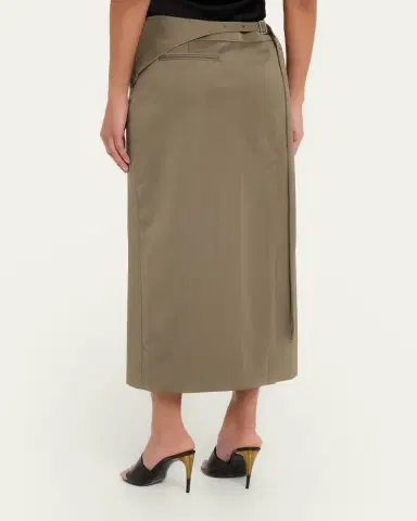 Victoria Beckham Wrap Waist Wool Twill Midi Skirt | Thumbnail 3 Victoria Beckham Wrap Waist Wool Twill Midi Skirt | Thumbnail 3
