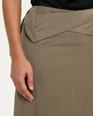 Victoria Beckham Wrap Waist Wool Twill Midi Skirt | Thumbnail 5 Victoria Beckham Wrap Waist Wool Twill Midi Skirt | Thumbnail 5
