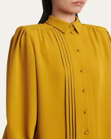 Valentino Garavani Pleated Silk Shirt | Thumbnail 5 Valentino Garavani Pleated Silk Shirt | Thumbnail 5