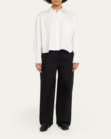 Vince Cropped Long-Sleeve Shirt | Thumbnail 2 Vince Cropped Long-Sleeve Shirt | Thumbnail 2