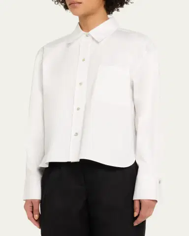Vince Cropped Long-Sleeve Shirt | Thumbnail 4 Vince Cropped Long-Sleeve Shirt | Thumbnail 4