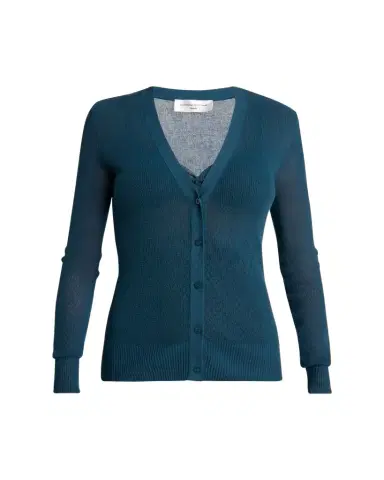 Victoria Beckham Sheer Pointelle Rib V-Neck Cardigan | Thumbnail 1 Victoria Beckham Sheer Pointelle Rib V-Neck Cardigan | Thumbnail 1