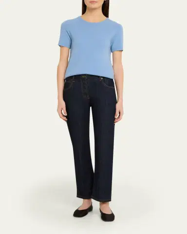 Vince Cashmere-Blend Short-Sleeve Crewneck Sweater | Thumbnail 2 Vince Cashmere-Blend Short-Sleeve Crewneck Sweater | Thumbnail 2