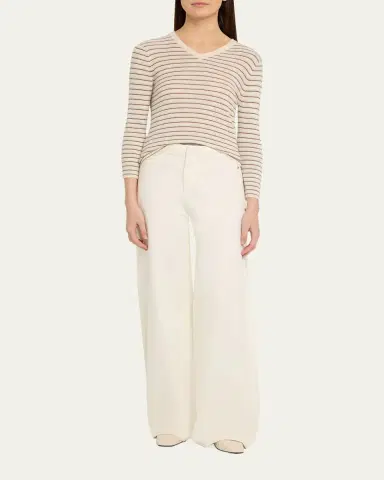 Vince Stripe Cashmere-Blend V-Neck Sweater | Thumbnail 2 Vince Stripe Cashmere-Blend V-Neck Sweater | Thumbnail 2