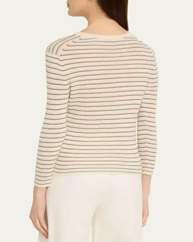 Vince Stripe Cashmere-Blend V-Neck Sweater | Thumbnail 3 Vince Stripe Cashmere-Blend V-Neck Sweater | Thumbnail 3