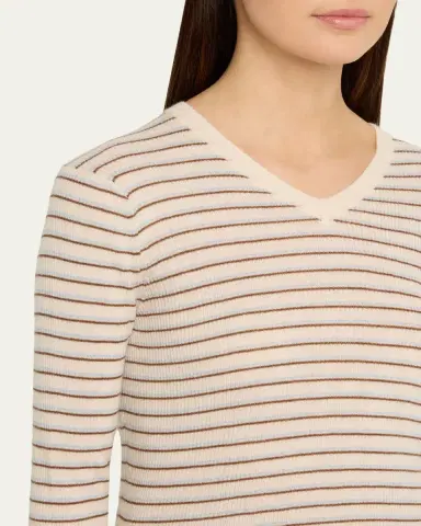 Vince Stripe Cashmere-Blend V-Neck Sweater | Thumbnail 5 Vince Stripe Cashmere-Blend V-Neck Sweater | Thumbnail 5