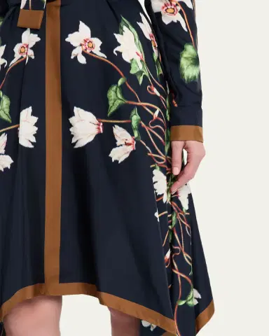 Oscar de la Renta Long-Sleeve Chine Cyclamen Silk Twill Handkerchief Dress | Thumbnail 5 Oscar de la Renta Long-Sleeve Chine Cyclamen Silk Twill Handkerchief Dress | Thumbnail 5