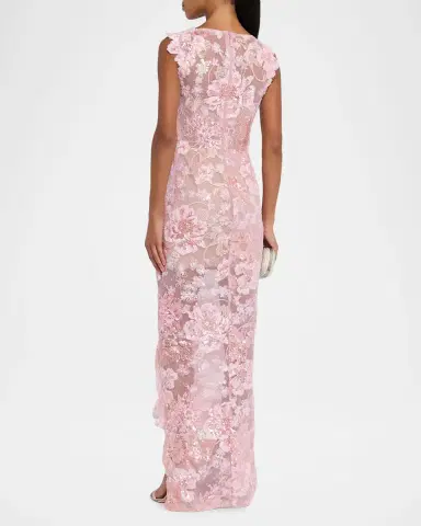 Bronx and Banco Ellie Sleeveless Sequin Floral Column Gown | Thumbnail 2 Bronx and Banco Ellie Sleeveless Sequin Floral Column Gown | Thumbnail 2