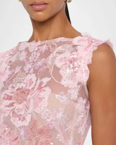 Bronx and Banco Ellie Sleeveless Sequin Floral Column Gown | Thumbnail 4 Bronx and Banco Ellie Sleeveless Sequin Floral Column Gown | Thumbnail 4