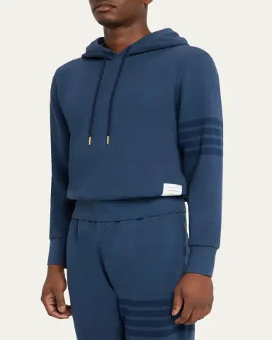 Thom Browne Men's 4-Bar Cotton Hoodie | Thumbnail 4 Thom Browne Men's 4-Bar Cotton Hoodie | Thumbnail 4