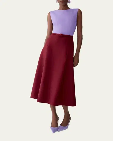 Carolina Herrera Colorblock Sleeveless Belted Midi Dress | Thumbnail 4 Carolina Herrera Colorblock Sleeveless Belted Midi Dress | Thumbnail 4