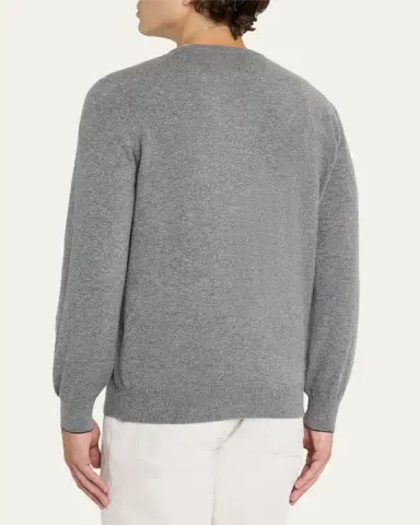 Brunello Cucinelli Men's Cashmere Classic Fit V-Neck Sweater | Thumbnail 3 Brunello Cucinelli Men's Cashmere Classic Fit V-Neck Sweater | Thumbnail 3