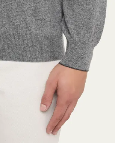 Brunello Cucinelli Men's Cashmere Classic Fit V-Neck Sweater | Thumbnail 5 Brunello Cucinelli Men's Cashmere Classic Fit V-Neck Sweater | Thumbnail 5