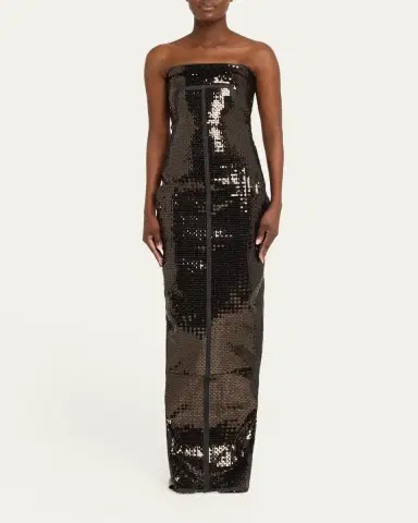 Rick Owens Strapless Sequined Denim Bustier Column Gown | Thumbnail 2 Rick Owens Strapless Sequined Denim Bustier Column Gown | Thumbnail 2