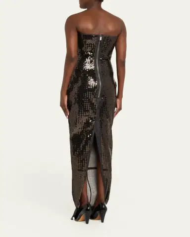 Rick Owens Strapless Sequined Denim Bustier Column Gown | Thumbnail 3 Rick Owens Strapless Sequined Denim Bustier Column Gown | Thumbnail 3