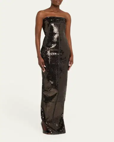 Rick Owens Strapless Sequined Denim Bustier Column Gown | Thumbnail 4 Rick Owens Strapless Sequined Denim Bustier Column Gown | Thumbnail 4