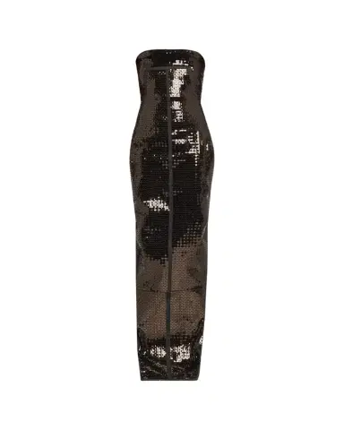Rick Owens Strapless Sequined Denim Bustier Column Gown | Thumbnail 1 Rick Owens Strapless Sequined Denim Bustier Column Gown | Thumbnail 1