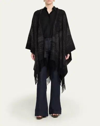Etro Hooded Paisley Jacquard Wool Cape | Thumbnail 2 Etro Hooded Paisley Jacquard Wool Cape | Thumbnail 2