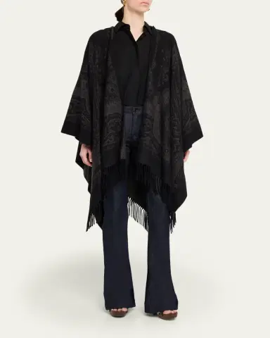 Etro Hooded Paisley Jacquard Wool Cape | Thumbnail 4 Etro Hooded Paisley Jacquard Wool Cape | Thumbnail 4