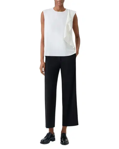 Akris punto Ruffle Lasercut Crepe Sleeveless Blouse | Thumbnail 1 Akris punto Ruffle Lasercut Crepe Sleeveless Blouse | Thumbnail 1
