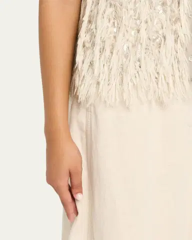 Brunello Cucinelli Sequin & Feather Silk Chiffon Blouse | Thumbnail 5 Brunello Cucinelli Sequin & Feather Silk Chiffon Blouse | Thumbnail 5
