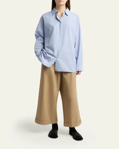 The Row Sisilia Striped Cotton Poplin Button-Front Shirt | Thumbnail 2 The Row Sisilia Striped Cotton Poplin Button-Front Shirt | Thumbnail 2