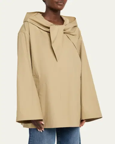Toteme Scarf Hooded Technical Cotton Trapeze Jacket | Thumbnail 4 Toteme Scarf Hooded Technical Cotton Trapeze Jacket | Thumbnail 4