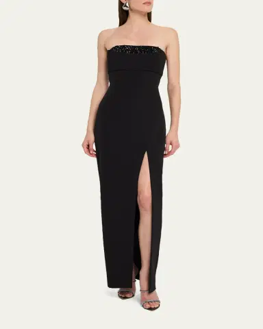 Aidan Mattox Strapless Crystal-Embellished Column Gown | Thumbnail 4 Aidan Mattox Strapless Crystal-Embellished Column Gown | Thumbnail 4