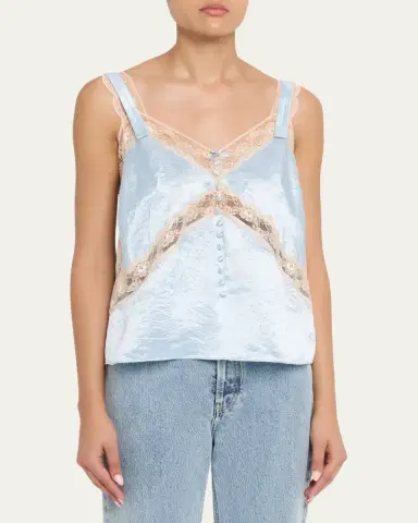Marc Jacobs Lace-Trim Crinkled Satin Slip Top | Thumbnail 4 Marc Jacobs Lace-Trim Crinkled Satin Slip Top | Thumbnail 4