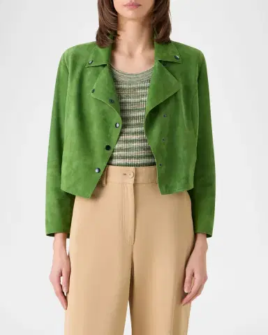 Akris punto Suede Crop Moto Jacket | Thumbnail 5 Akris punto Suede Crop Moto Jacket | Thumbnail 5