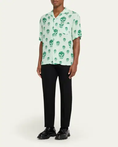 McQueen Men's Skulls Crepe de Chine Camp Shirt | Thumbnail 2 McQueen Men's Skulls Crepe de Chine Camp Shirt | Thumbnail 2