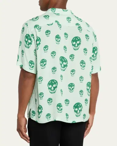 McQueen Men's Skulls Crepe de Chine Camp Shirt | Thumbnail 3 McQueen Men's Skulls Crepe de Chine Camp Shirt | Thumbnail 3