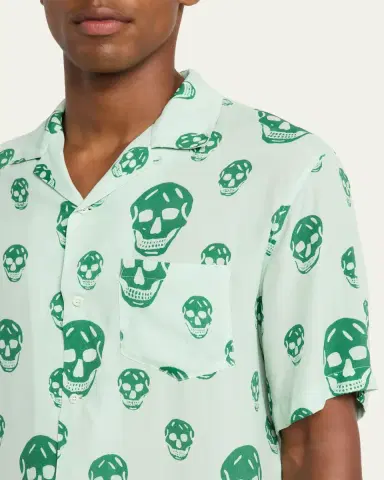McQueen Men's Skulls Crepe de Chine Camp Shirt | Thumbnail 5 McQueen Men's Skulls Crepe de Chine Camp Shirt | Thumbnail 5