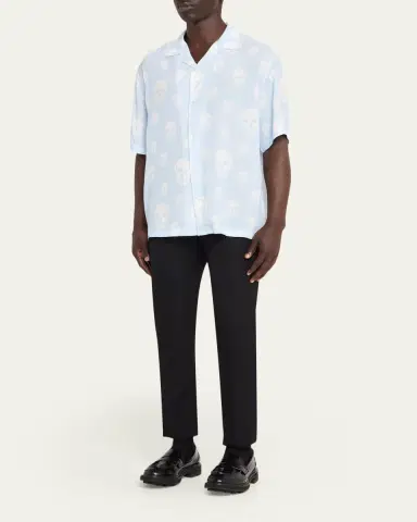 McQueen Men's Skulls Crepe de Chine Camp Shirt | Thumbnail 6 McQueen Men's Skulls Crepe de Chine Camp Shirt | Thumbnail 6
