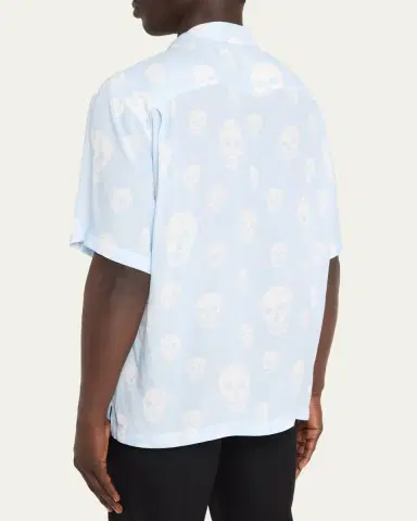 McQueen Men's Skulls Crepe de Chine Camp Shirt | Thumbnail 7 McQueen Men's Skulls Crepe de Chine Camp Shirt | Thumbnail 7