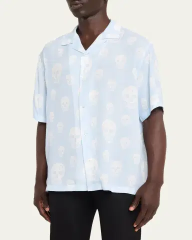 McQueen Men's Skulls Crepe de Chine Camp Shirt | Thumbnail 8 McQueen Men's Skulls Crepe de Chine Camp Shirt | Thumbnail 8