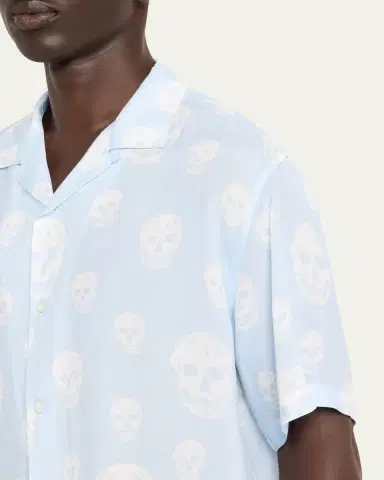 McQueen Men's Skulls Crepe de Chine Camp Shirt | Thumbnail 9 McQueen Men's Skulls Crepe de Chine Camp Shirt | Thumbnail 9