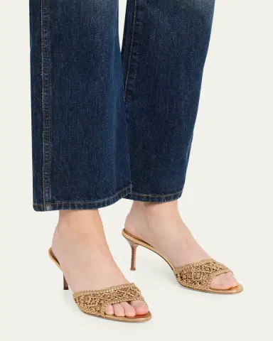 Veronica Beard 0mm Tia Macrame Metallic Leather Sandals | Thumbnail 2 Veronica Beard 0mm Tia Macrame Metallic Leather Sandals | Thumbnail 2