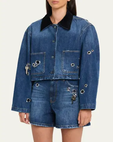 Marc Jacobs Grommet Denim Crop Utility Jacket | Thumbnail 4 Marc Jacobs Grommet Denim Crop Utility Jacket | Thumbnail 4