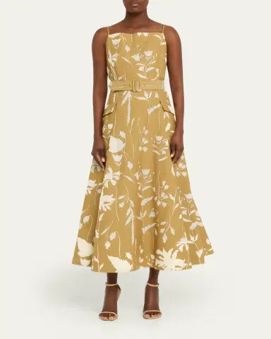Lela Rose Belted Waist Floral Dress | Thumbnail 2 Lela Rose Belted Waist Floral Dress | Thumbnail 2