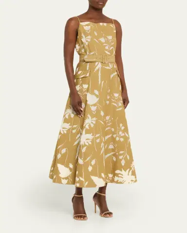 Lela Rose Belted Waist Floral Dress | Thumbnail 4 Lela Rose Belted Waist Floral Dress | Thumbnail 4