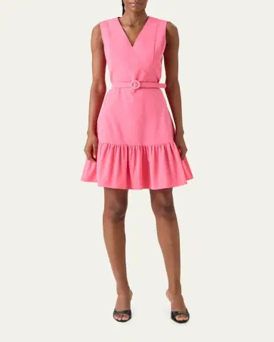 Akris punto Sleeveless Belted Ruffle Knee-Length Dress | Thumbnail 2 Akris punto Sleeveless Belted Ruffle Knee-Length Dress | Thumbnail 2