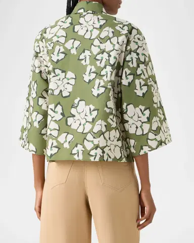 Akris punto Papercut Flower Print Cotton Poplin Button-Down Shirt | Thumbnail 2 Akris punto Papercut Flower Print Cotton Poplin Button-Down Shirt | Thumbnail 2