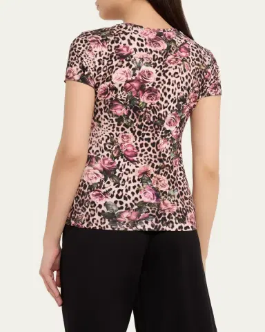 L'Agence Ressi Short-Sleeve Floral Leopard Tee | Thumbnail 3 L'Agence Ressi Short-Sleeve Floral Leopard Tee | Thumbnail 3
